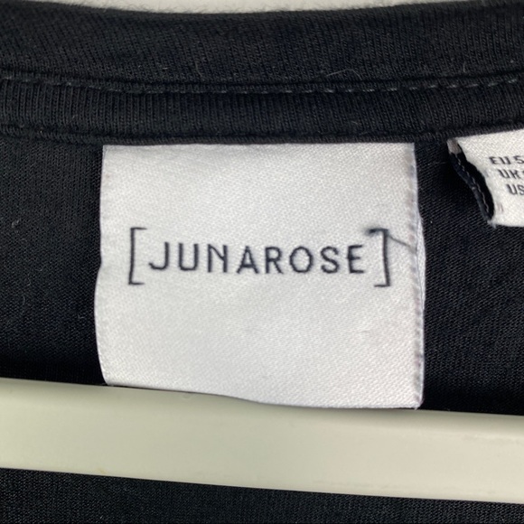 Junarose Blue Black Abstract Pattern Scoop Neck Blouse Women's 20 Hi-Low - Picture 5 of 8